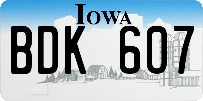IA license plate BDK607