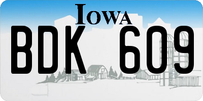 IA license plate BDK609