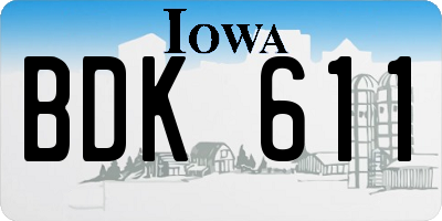 IA license plate BDK611