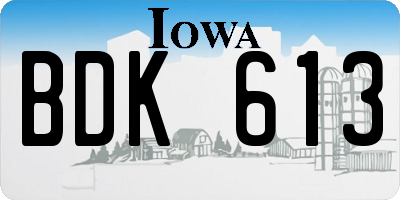 IA license plate BDK613