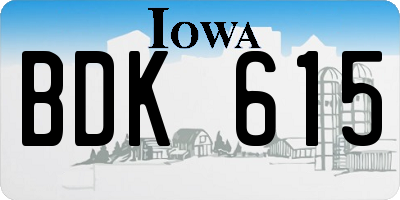 IA license plate BDK615