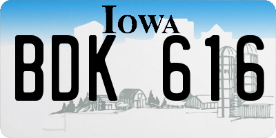 IA license plate BDK616