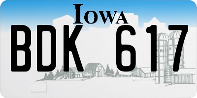 IA license plate BDK617