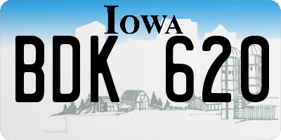 IA license plate BDK620