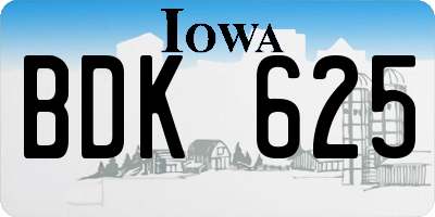 IA license plate BDK625