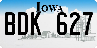 IA license plate BDK627