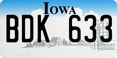 IA license plate BDK633