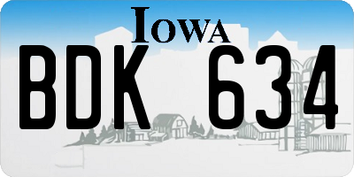 IA license plate BDK634