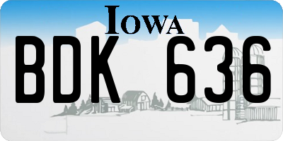 IA license plate BDK636