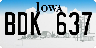 IA license plate BDK637