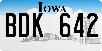 IA license plate BDK642