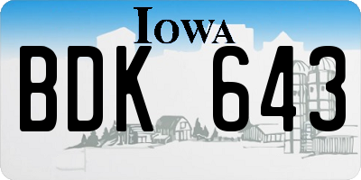 IA license plate BDK643