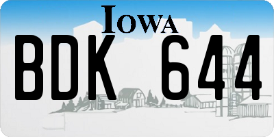 IA license plate BDK644