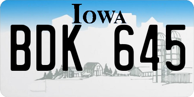 IA license plate BDK645