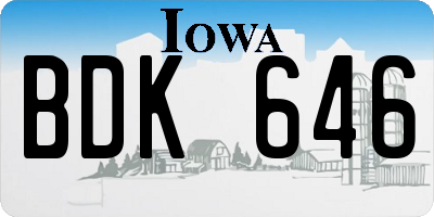 IA license plate BDK646