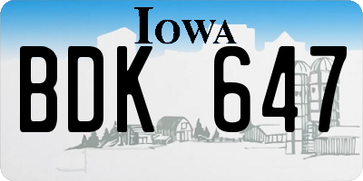 IA license plate BDK647