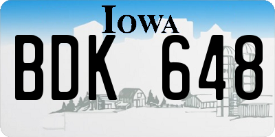 IA license plate BDK648