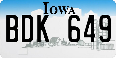 IA license plate BDK649