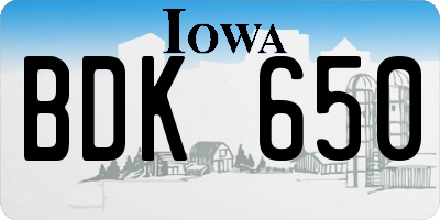 IA license plate BDK650