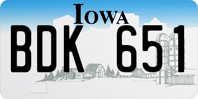 IA license plate BDK651