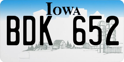 IA license plate BDK652