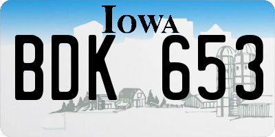 IA license plate BDK653