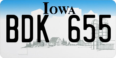 IA license plate BDK655