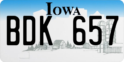 IA license plate BDK657