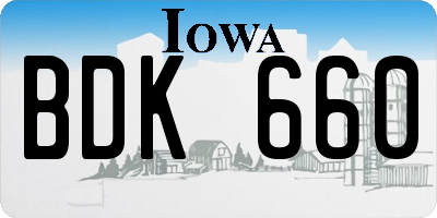 IA license plate BDK660
