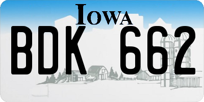 IA license plate BDK662