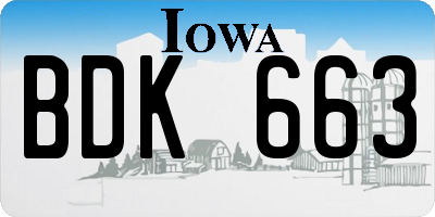IA license plate BDK663