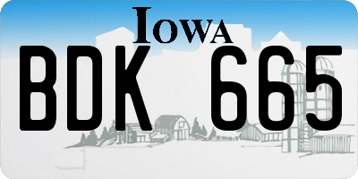 IA license plate BDK665