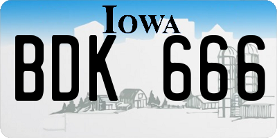IA license plate BDK666
