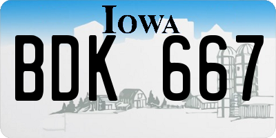 IA license plate BDK667