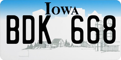 IA license plate BDK668