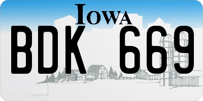 IA license plate BDK669