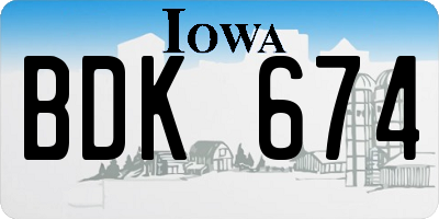 IA license plate BDK674