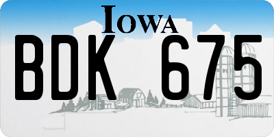 IA license plate BDK675