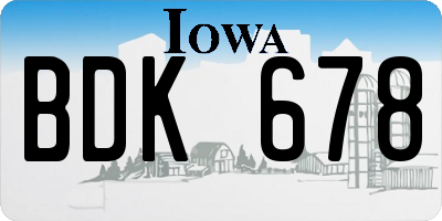 IA license plate BDK678