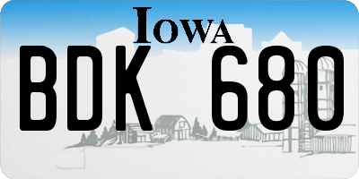 IA license plate BDK680
