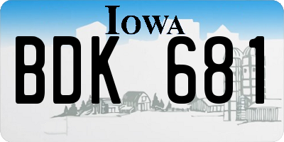 IA license plate BDK681