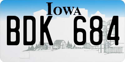 IA license plate BDK684