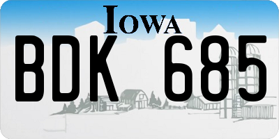 IA license plate BDK685