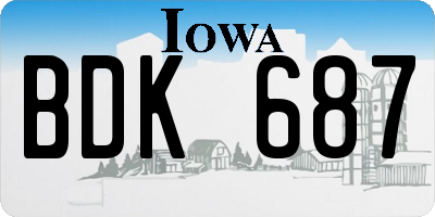 IA license plate BDK687