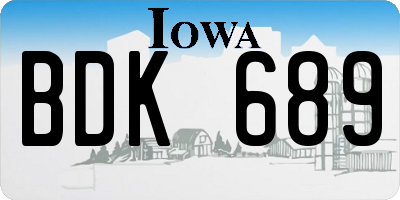 IA license plate BDK689