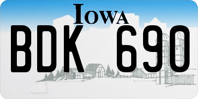 IA license plate BDK690
