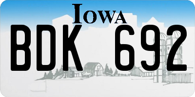 IA license plate BDK692