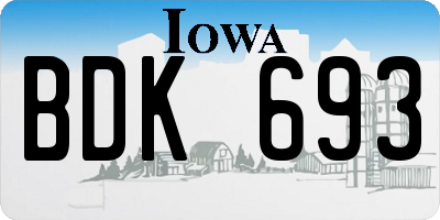 IA license plate BDK693