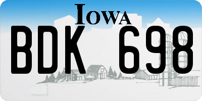 IA license plate BDK698