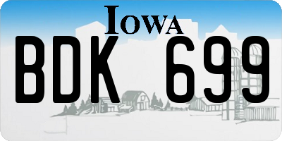 IA license plate BDK699